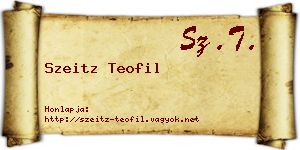 Szeitz Teofil névjegykártya